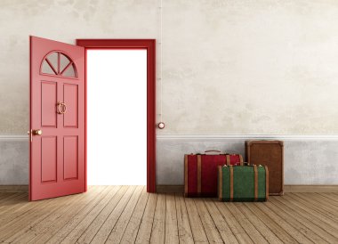 Vintage empty interior with travel bags clipart