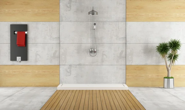 Минималистская ванная комната с душем — стоковое фото