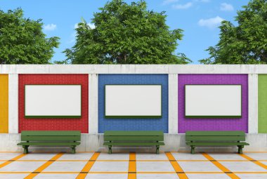 boş sokak billboard oncolorful tuğla duvar