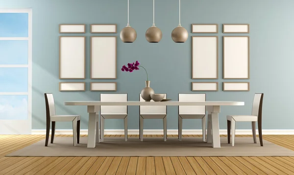 Contemporary blue dining room — Stock Photo, Image