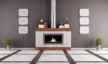 Fireplace in a elegant lounge clipart
