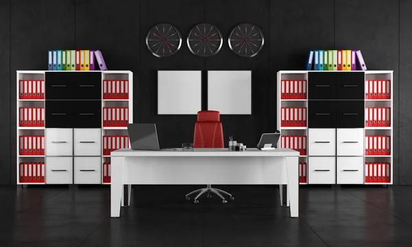 Black and white office — Stock Photo, Image