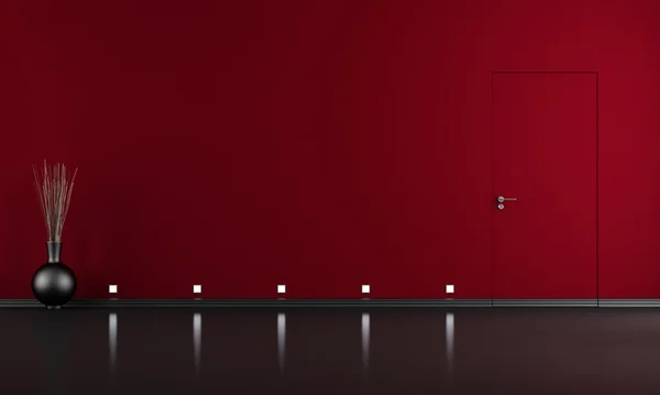 Vazio quarto vermelho e preto — Fotografia de Stock