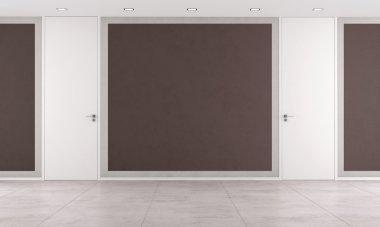 kahverengi Oda kapalı kapılar