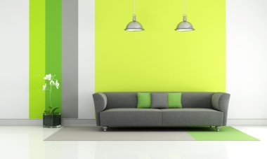 gri ve yeşil salon