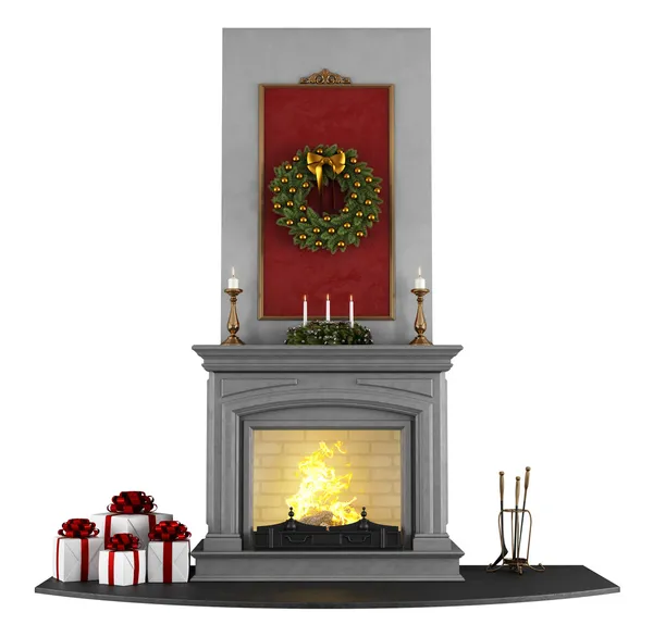 Christmas Fireplace — Stock Photo, Image