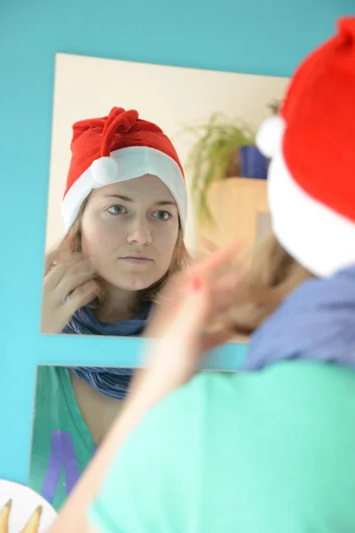 Young Girl with Santa Hat — Stock Photo, Image