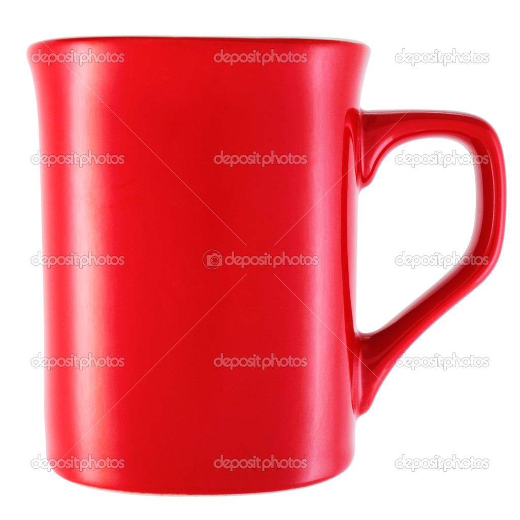 Red mug isolated on white background