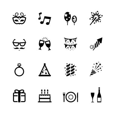 Kutlama ve beyaz arka plan ile parti simgeler