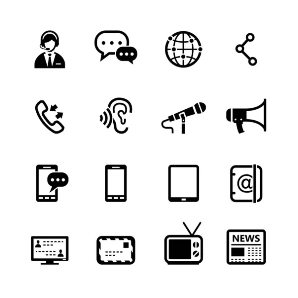 Icônes Communication Chat Avec Fond Blanc — Image vectorielle