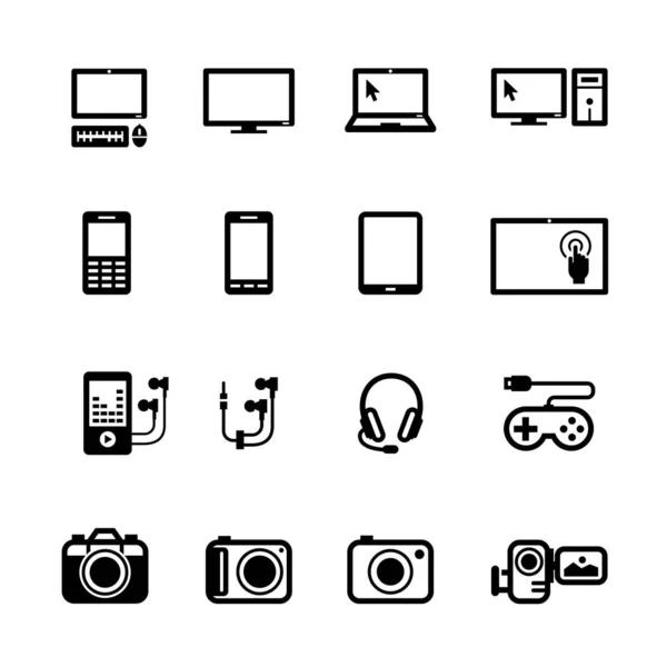 Iconos Dispositivos Electrónicos Con Fondo Blanco — Archivo Imágenes Vectoriales