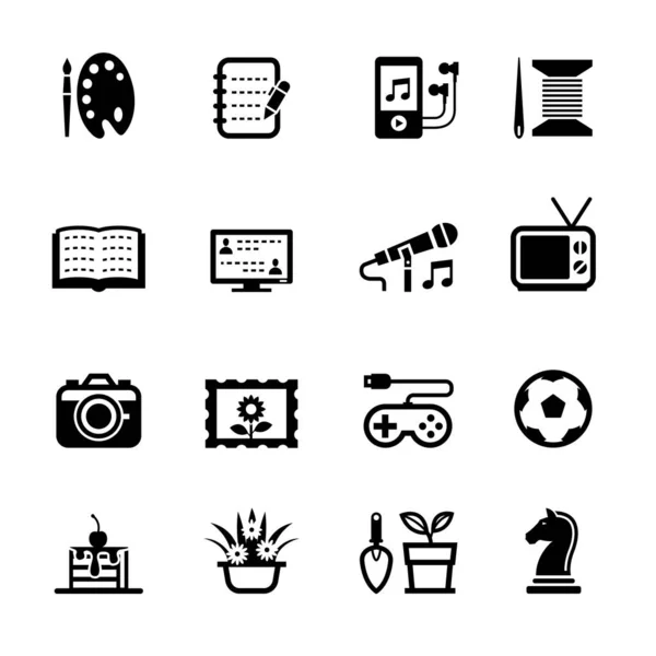 Hobbies Iconos Con Fondo Blanco — Archivo Imágenes Vectoriales