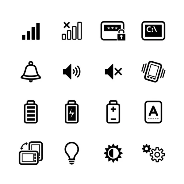 Pictogrammen Voor Mobiele Telefoon Met Witte Achtergrond — Stockvector