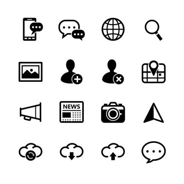 Beyaz Arkaplan ile İletişim ve Sosyal Medya Simgeleri