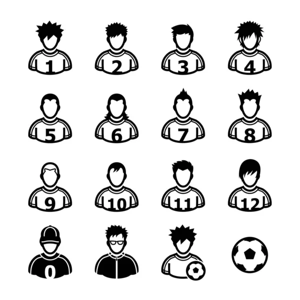 voetbal-speler pictogrammen met witte achtergrond