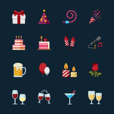 Parti ve Siyah Arkaplanlı Kutlama Simgeleri