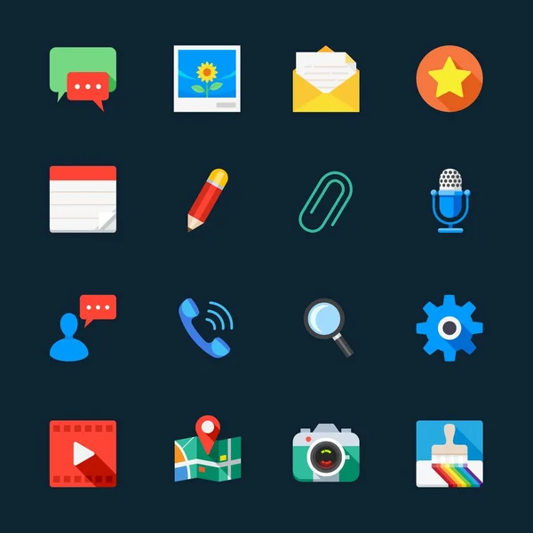 Chat Icons Für Anwendungen Mit Schwarzem Hintergrund — Stockvektor