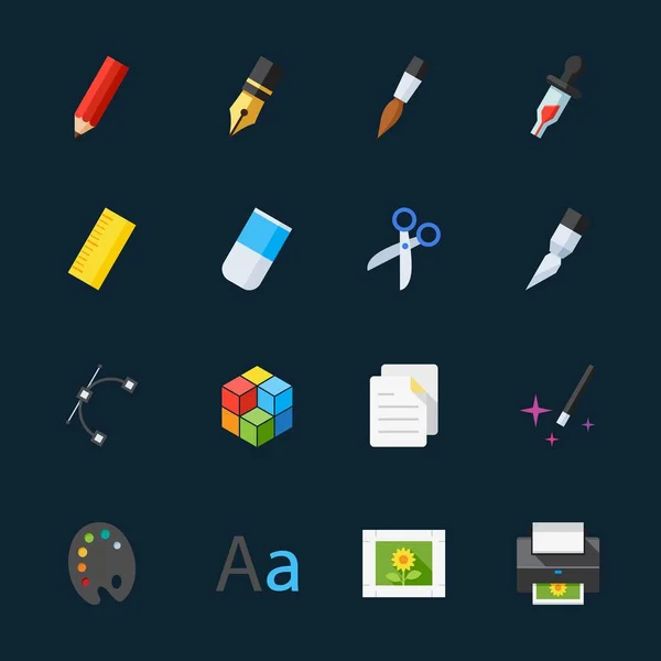 Siyah Arkaplan ile Grafik Tasarım ve Sanat Simgeleri