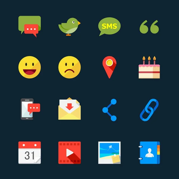 Communication Social Media Icons Black Background — Stock vektor