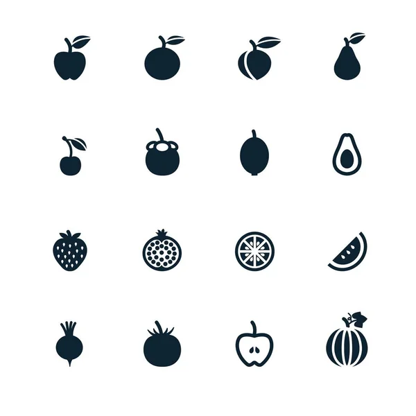 Fruits Légumes Icônes — Image vectorielle