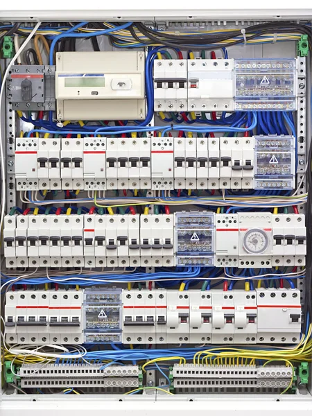 Elektryczne panel z bezpiecznikami zbliżenie — Zdjęcie stockowe