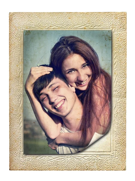 Vintage fotografie zamilovaného mladého páru — Stock fotografie