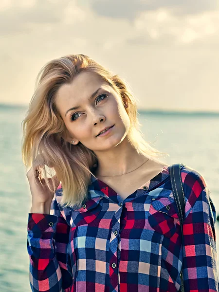 Portrait of a young beautiful sensual blonde girl — Stock Photo, Image