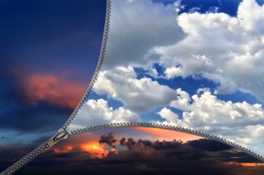 gece gündüz, gökyüzü ayıran zip kilit