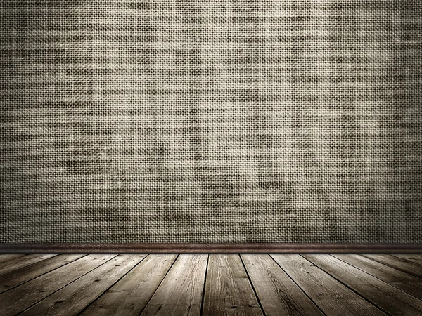 Cloth wall and wooden floor in a grunge style — Stock Photo, Image