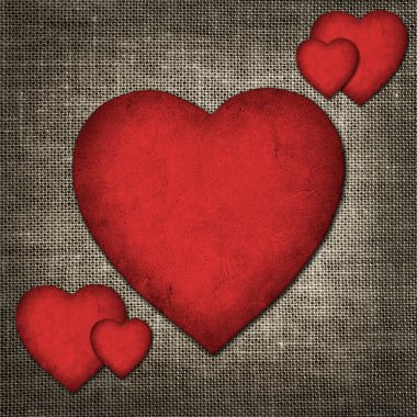 Vintage Sevgililer kartı kırmızı kağıt kalp şeklinde