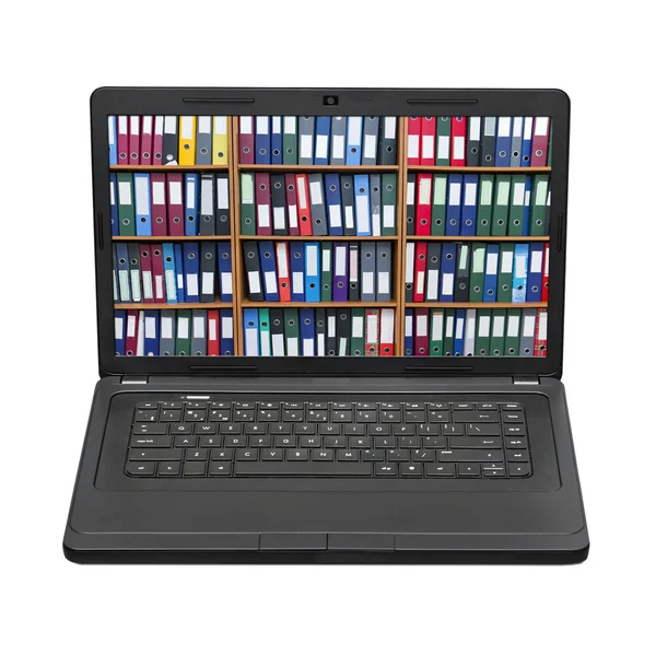 Laptop con cartelle sullo schermo, concetto — Foto Stock