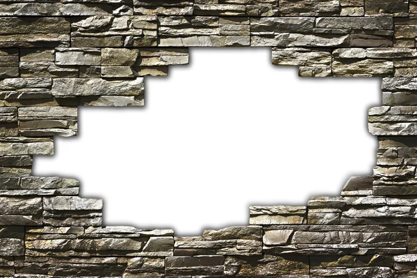Steinmauer mit einem großen Loch in der Mitte — Stockfoto