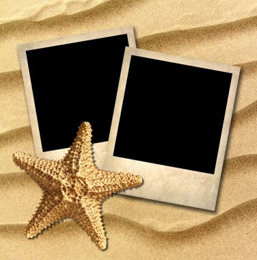 Fotoğraf eski bir tarzı denizyıldızı deniz bir arka plan üzerine dekore edilmiştir. 