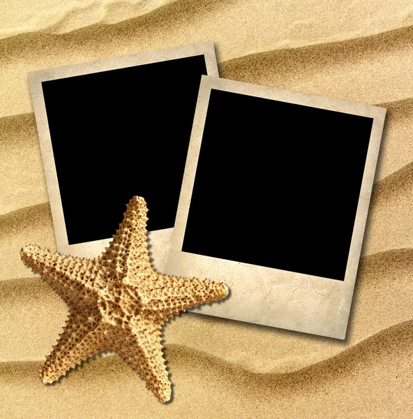 Photo of an old style decorated starfish on a background of sea — Stock Photo, Image