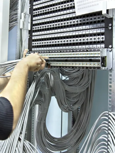Assembly network patch panels — Stock Image Assembly network patch panels Royalty Free Stock Images