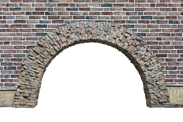 Arco Pedra Parede Isolada Sobre Fundo Branco — Fotografia de Stock