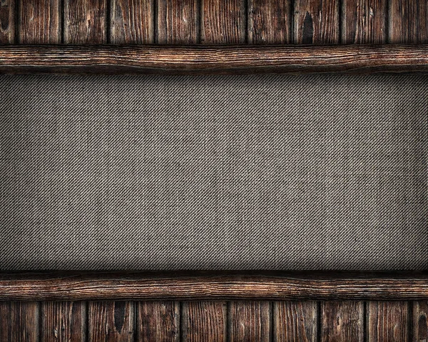Płótno Oprawione Starymi Drewnianymi Deskami — Zdjęcie stockowe