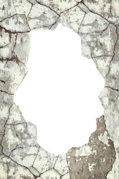 Old Crumbling Plaster Cracked Isolated White Background — Stock Photo, Image