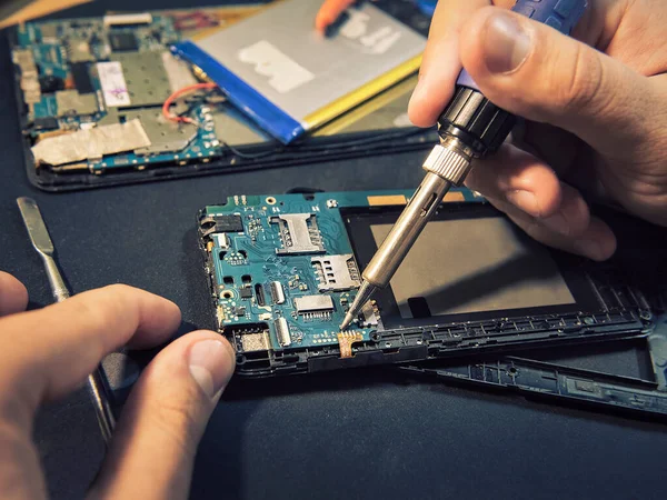 Repair Smartphone Closeup Solder Connector — Stock Photo, Image