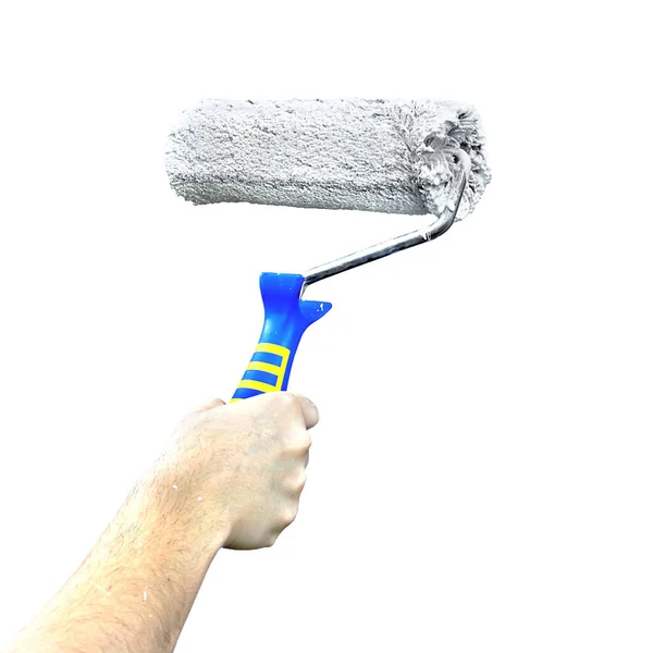 Paint Roller Hand Isolated White Background — Stock Photo, Image