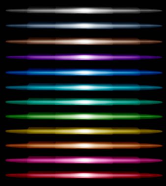Siyah üzerine çok renkli parlak neon çizgiler dizisi