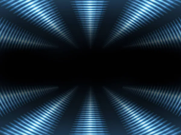Lignes Fluo Bleu Brillant Convergentes Sur Fond Noir — Photo