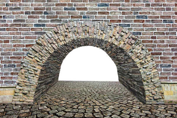 Arco Piedra Pared Aislado Blanco — Foto de Stock