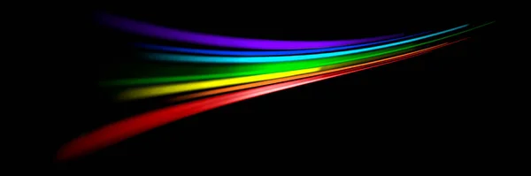 Динамические Разноцветные Светящиеся Линии Черном Фоне — стоковое фото