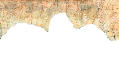 Beyaz arka planda izole edilmiş eski model çatlak alçı.