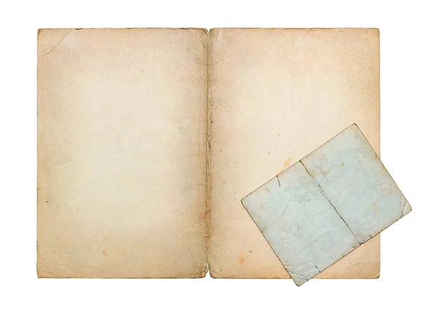 Dwa Stare Arkusze Papieru Karty Izolowane Białym Tle — Zdjęcie stockowe