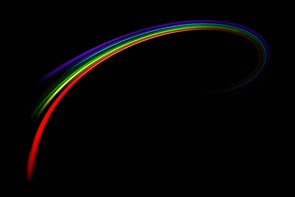 Linhas Brilhantes Multicoloridas Dinâmicas Fundo Preto — Fotografia de Stock