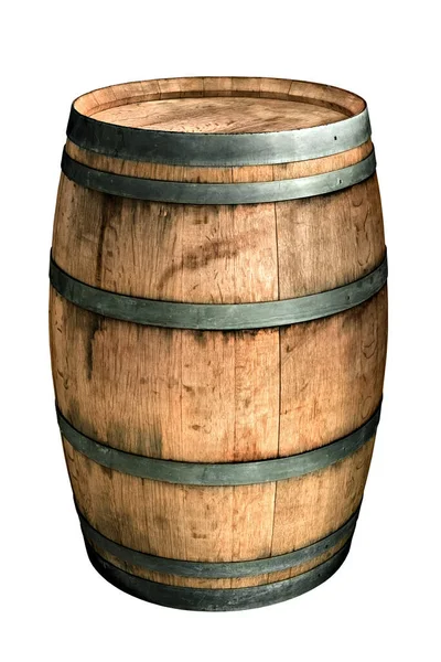 Large Wooden Barrel Isolated White Background — Stock Photo, Image