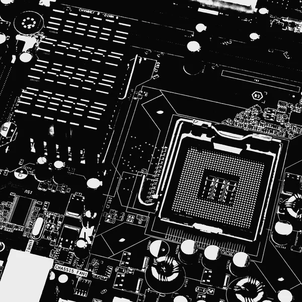 Black White Concept Motherboard Socket Central Processor — Stock Photo, Image