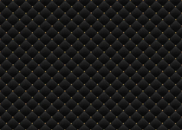 Nahtlose Textur Schwarzes Leder Verziert Mit Goldenen Dekorativen Nelken Als — Stockfoto